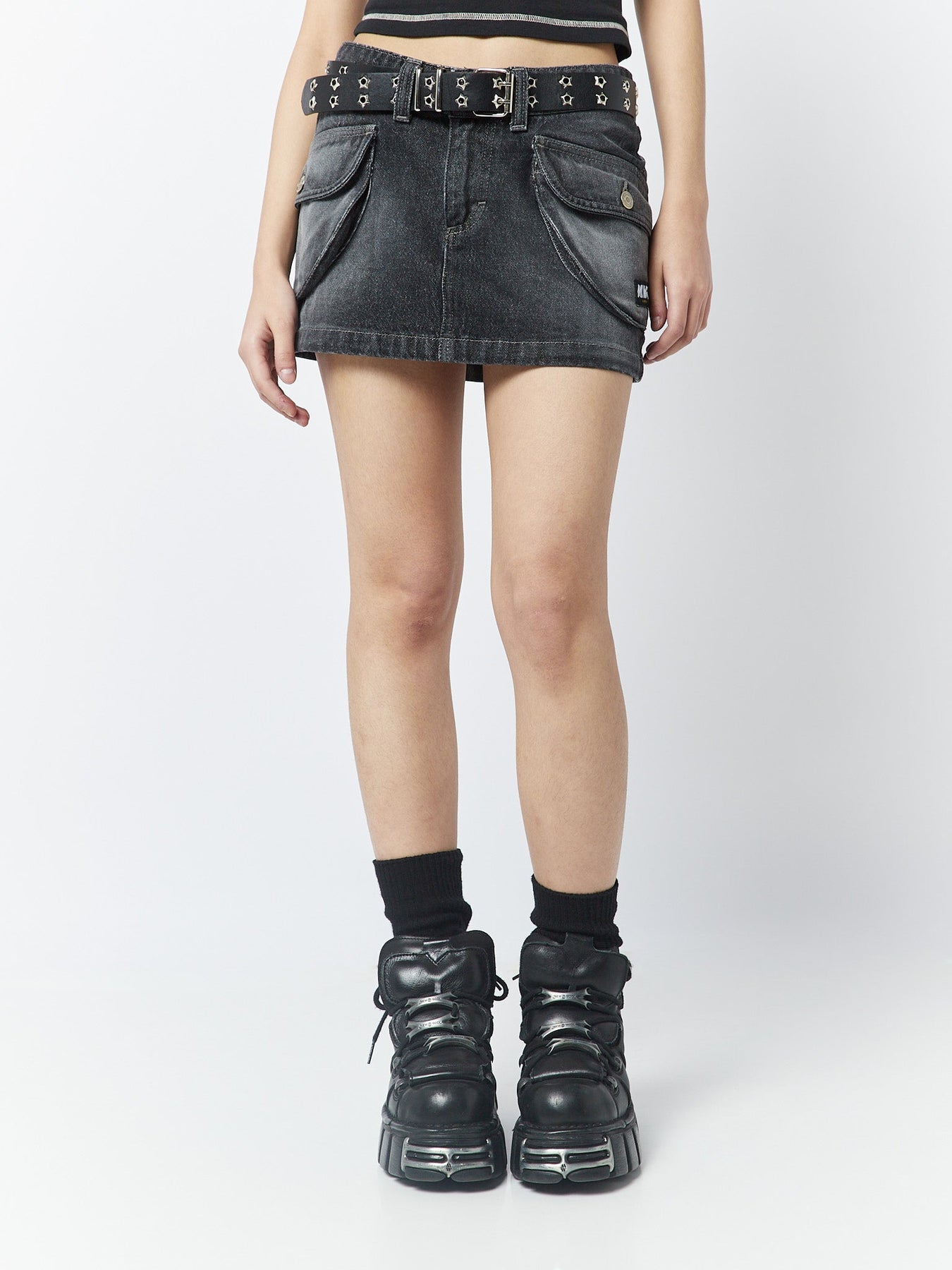 Minga London Ashley Washed Mini Cargo Skirt Black*WOMEN Cargo