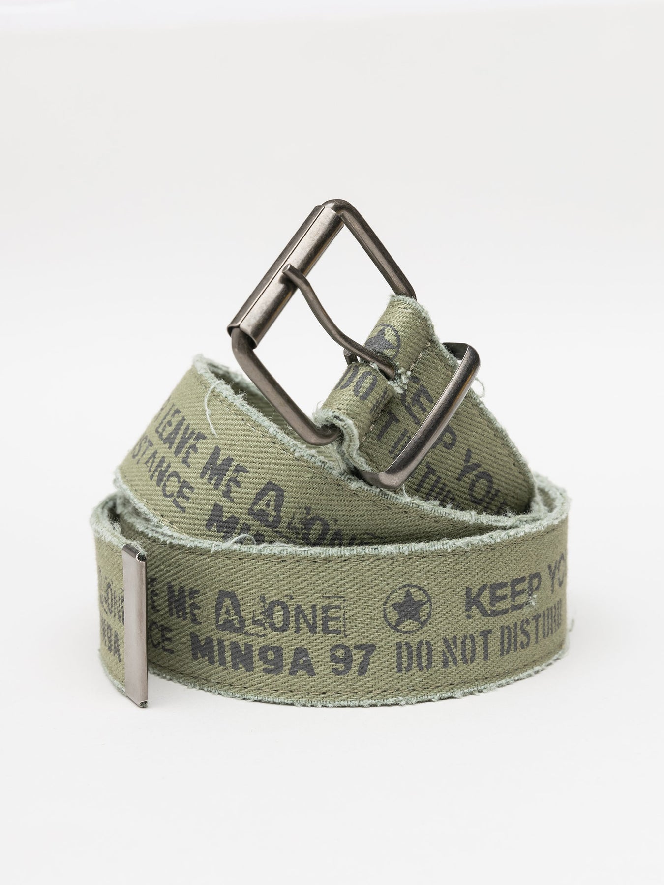 Minga London Do Not Disturb Army Canvas Belt Green*WOMEN Accessories