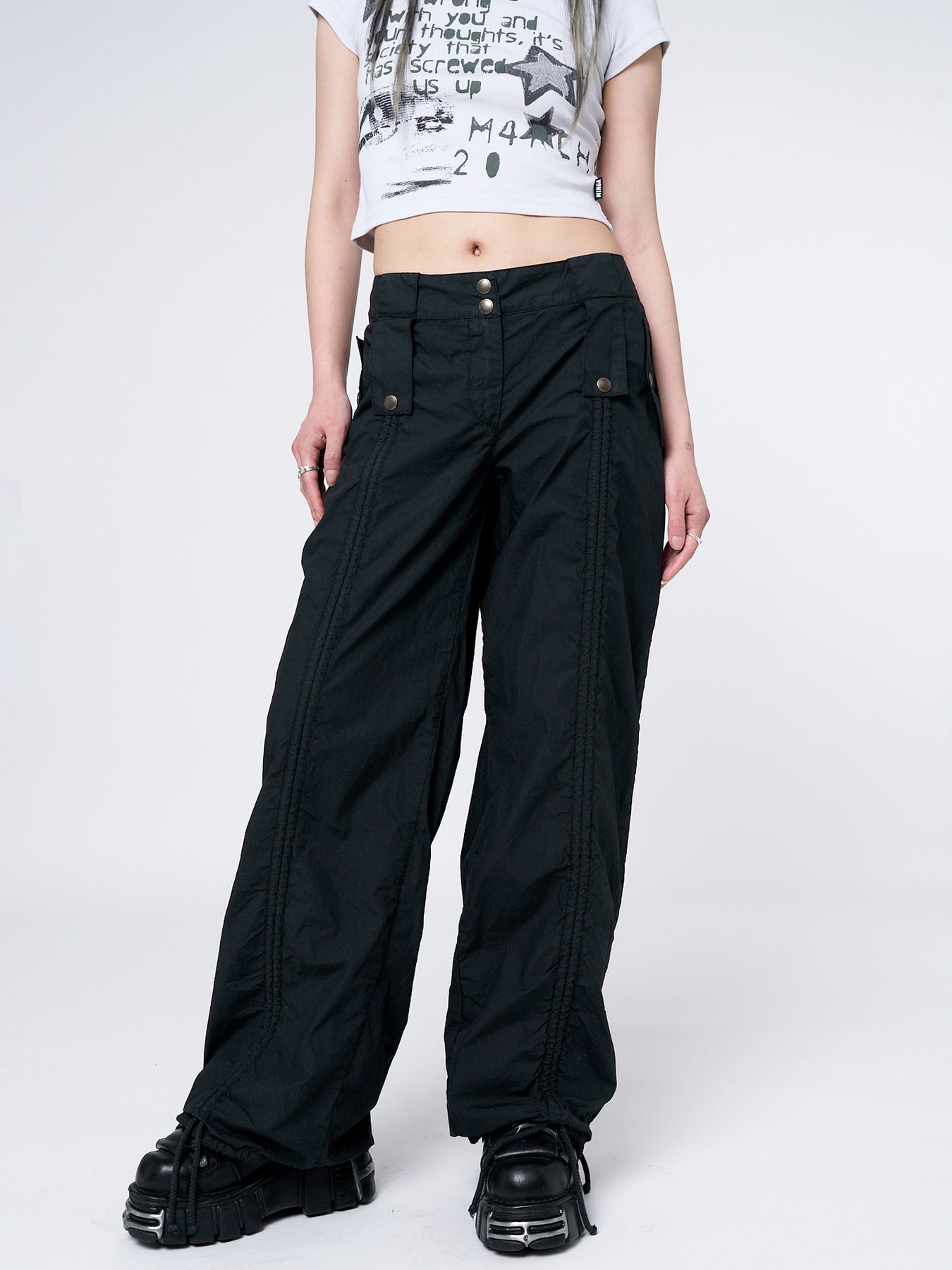 Minga London Bea Ruched Front Pants Black*WOMEN Pants