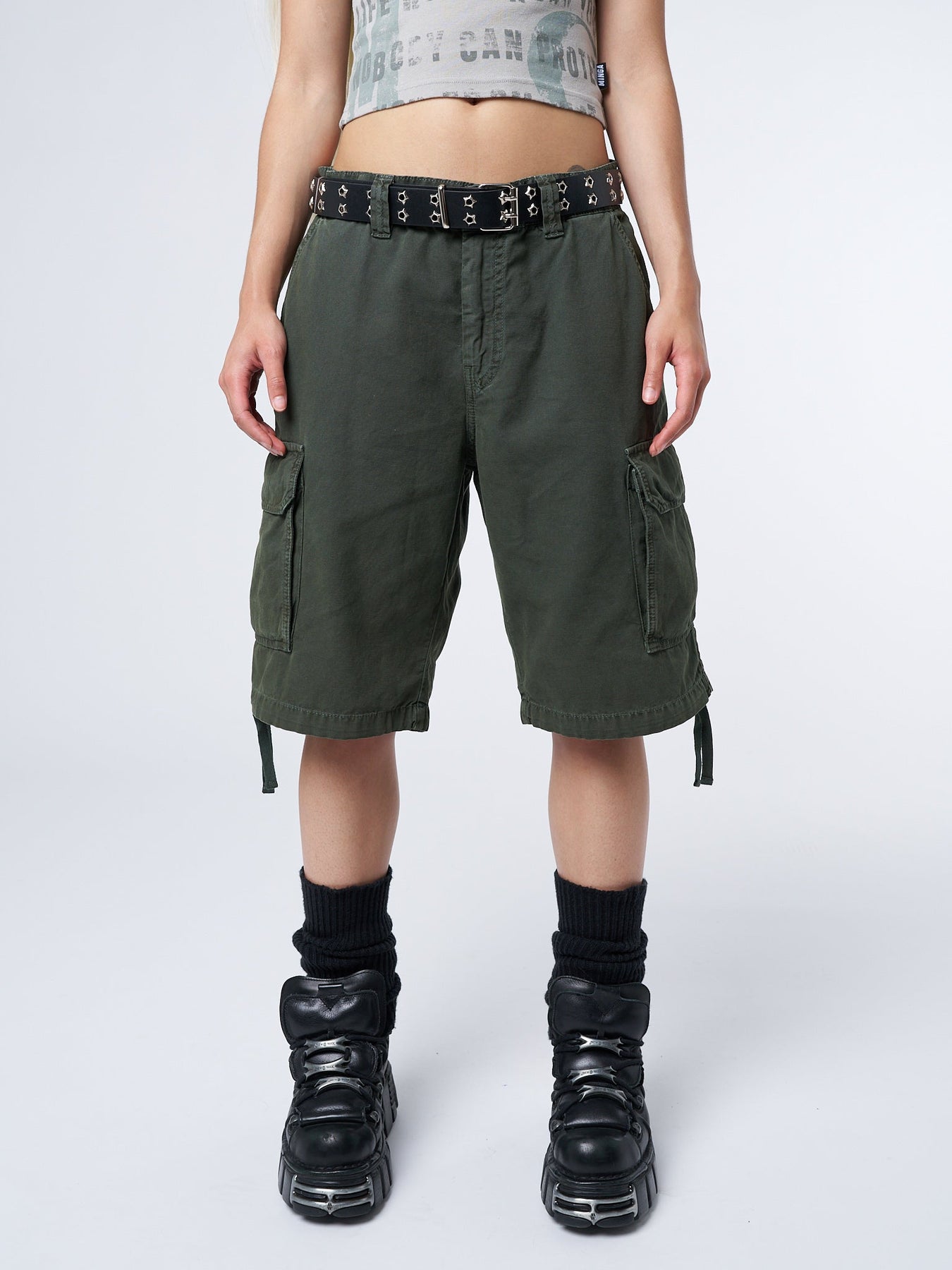 Minga London Issa Long Cargo Shorts Green*WOMEN Cargo