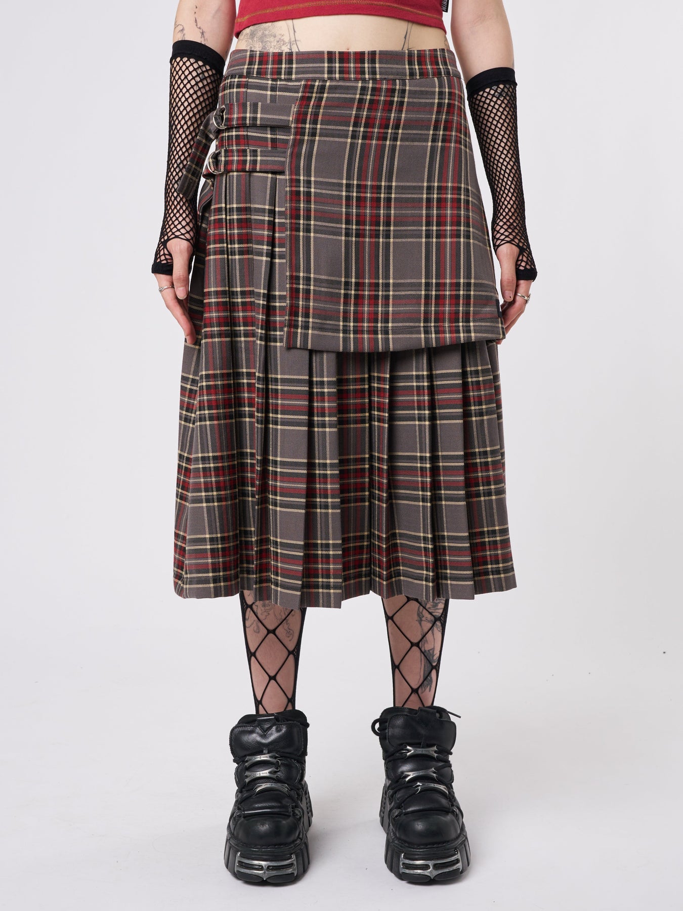 Minga London Laurie Pleated Tartan Midi Skirt *WOMEN Skirts