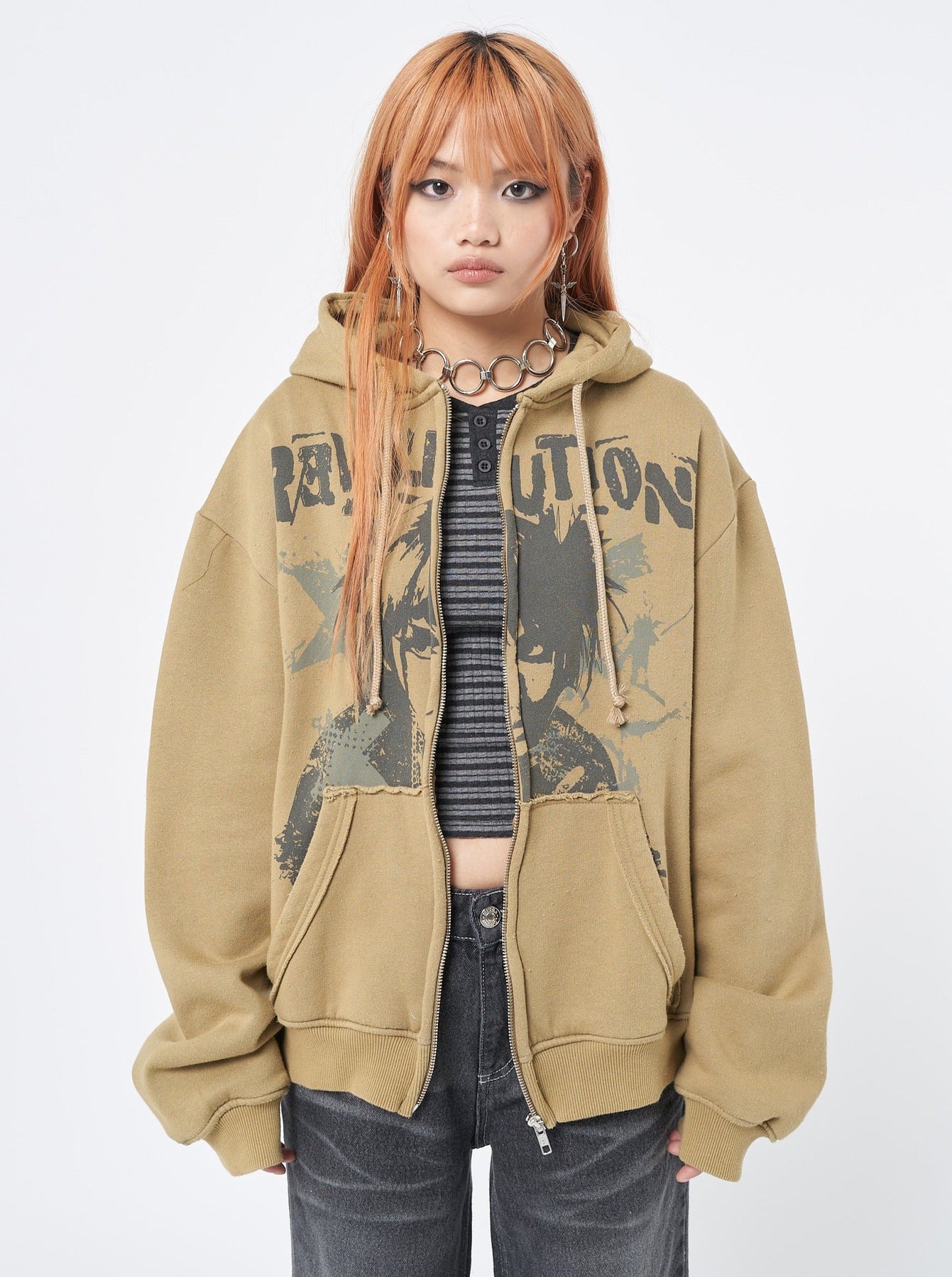 Minga London Revolution Zip Up Hoodie Honey*WOMEN Hoodies