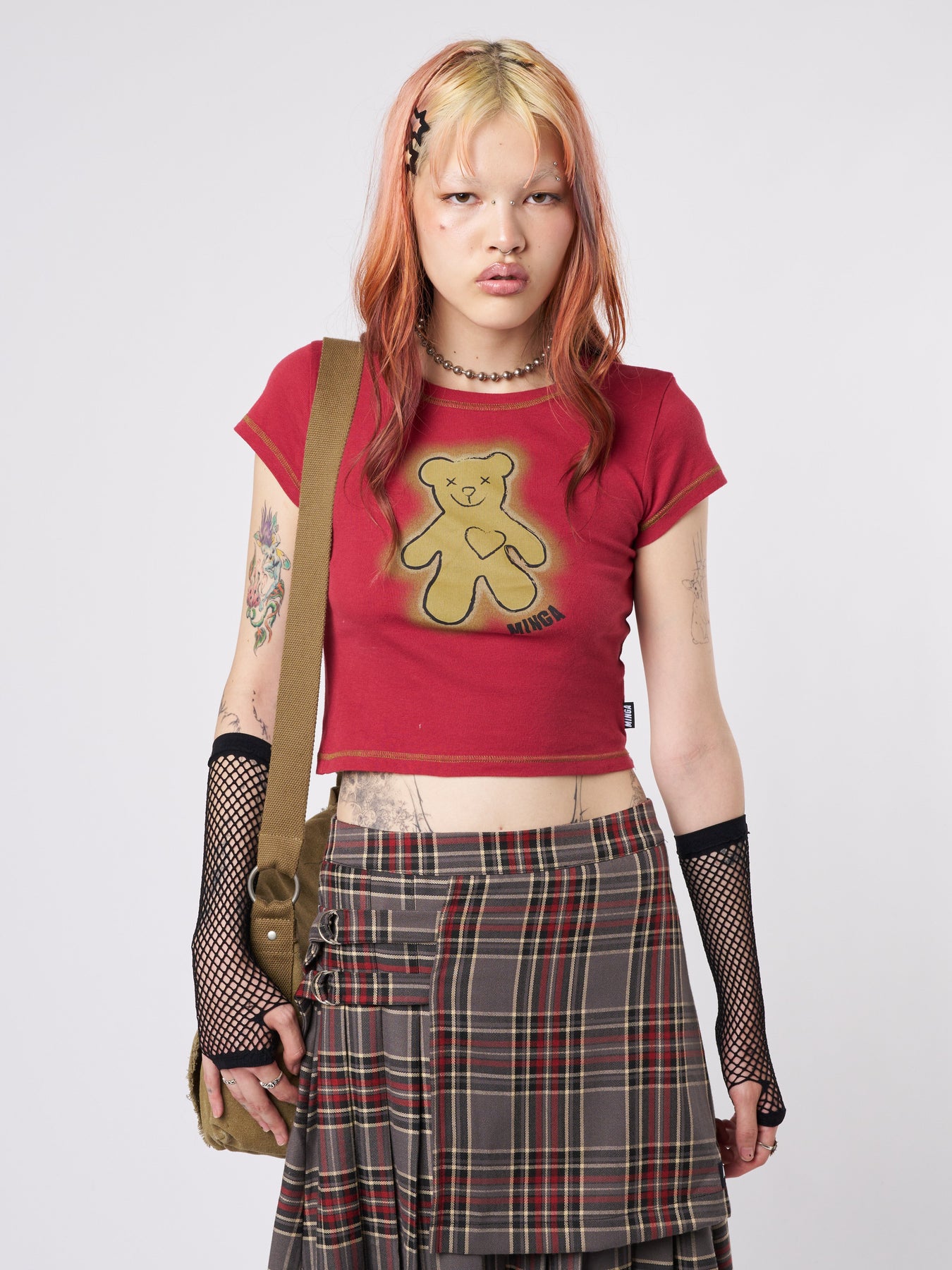 Minga London Teddy Red Baby Tee *WOMEN Graphic Tees