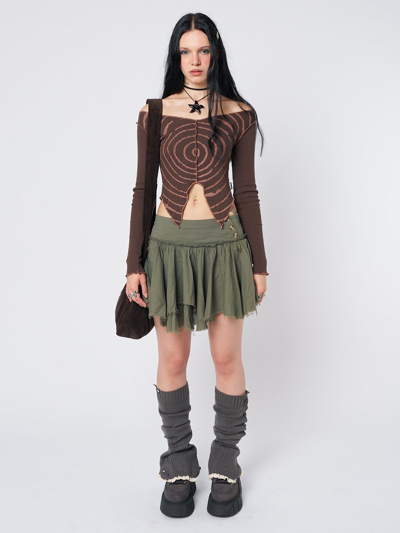 Minga London Tranceum Asymmetrical Top Brown*WOMEN Long Sleeve Tops