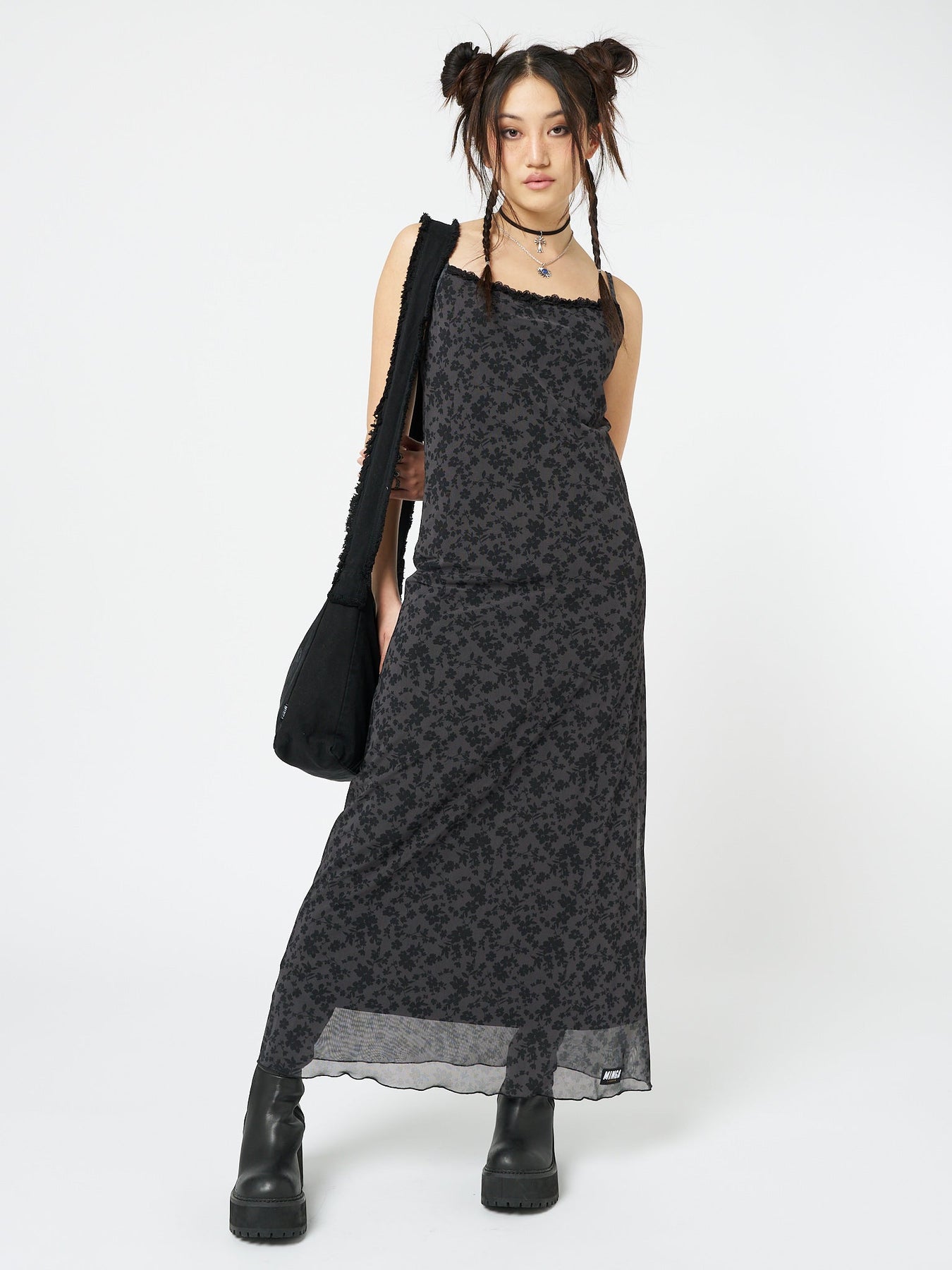 Minga London Hydra Floral Print Maxi Dress Grey*WOMEN Maxi Dresses