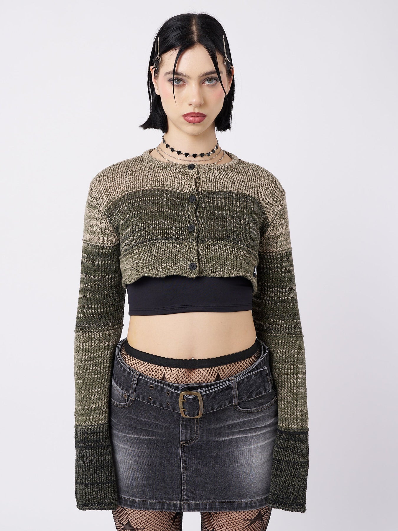 Minga London Drea Extreme Cropped Cardigan Green*WOMEN Cardigans