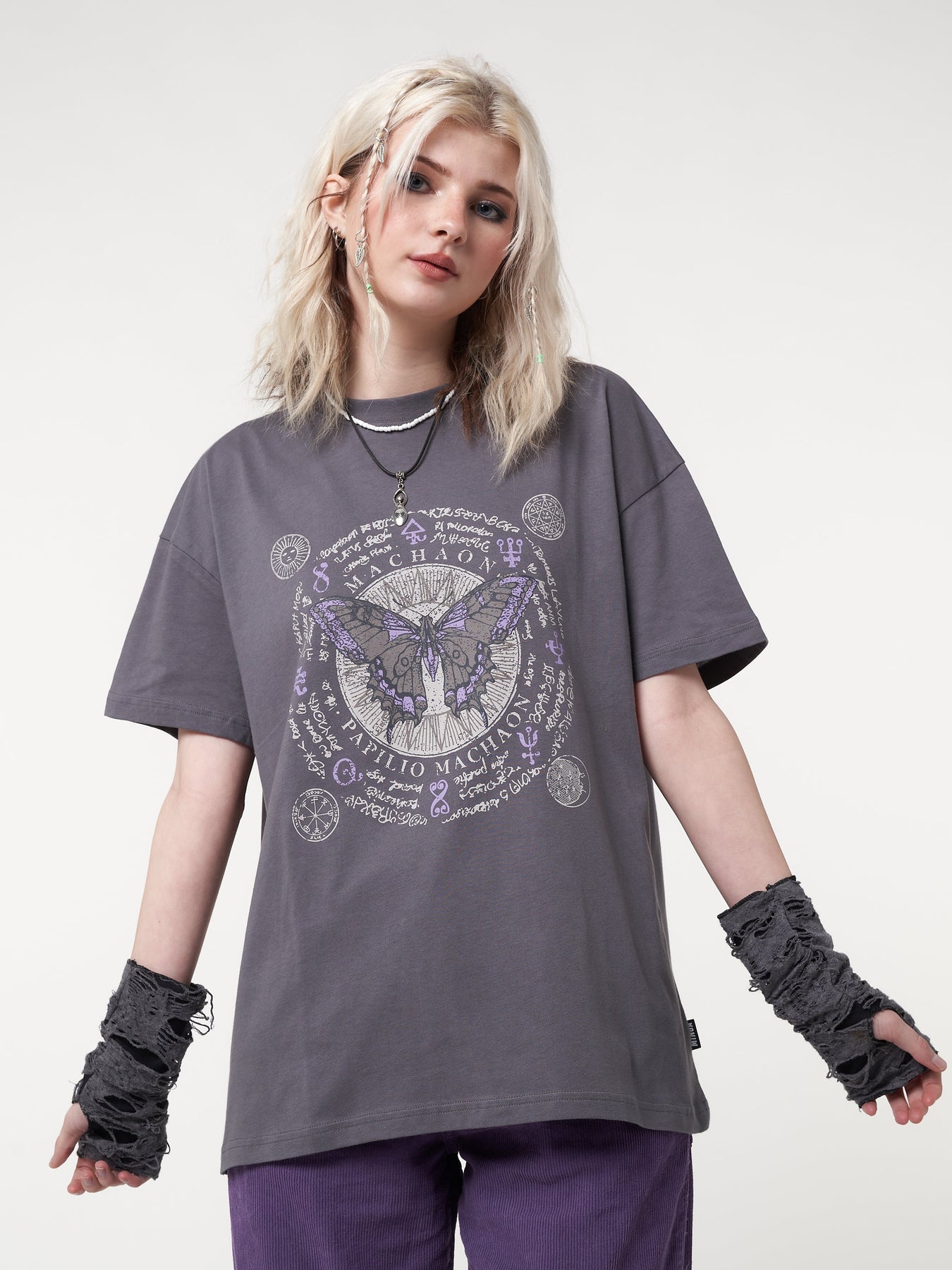 Minga London Ancient Butterfly Charcoal Grey T-shirt *WOMEN Graphic Tees