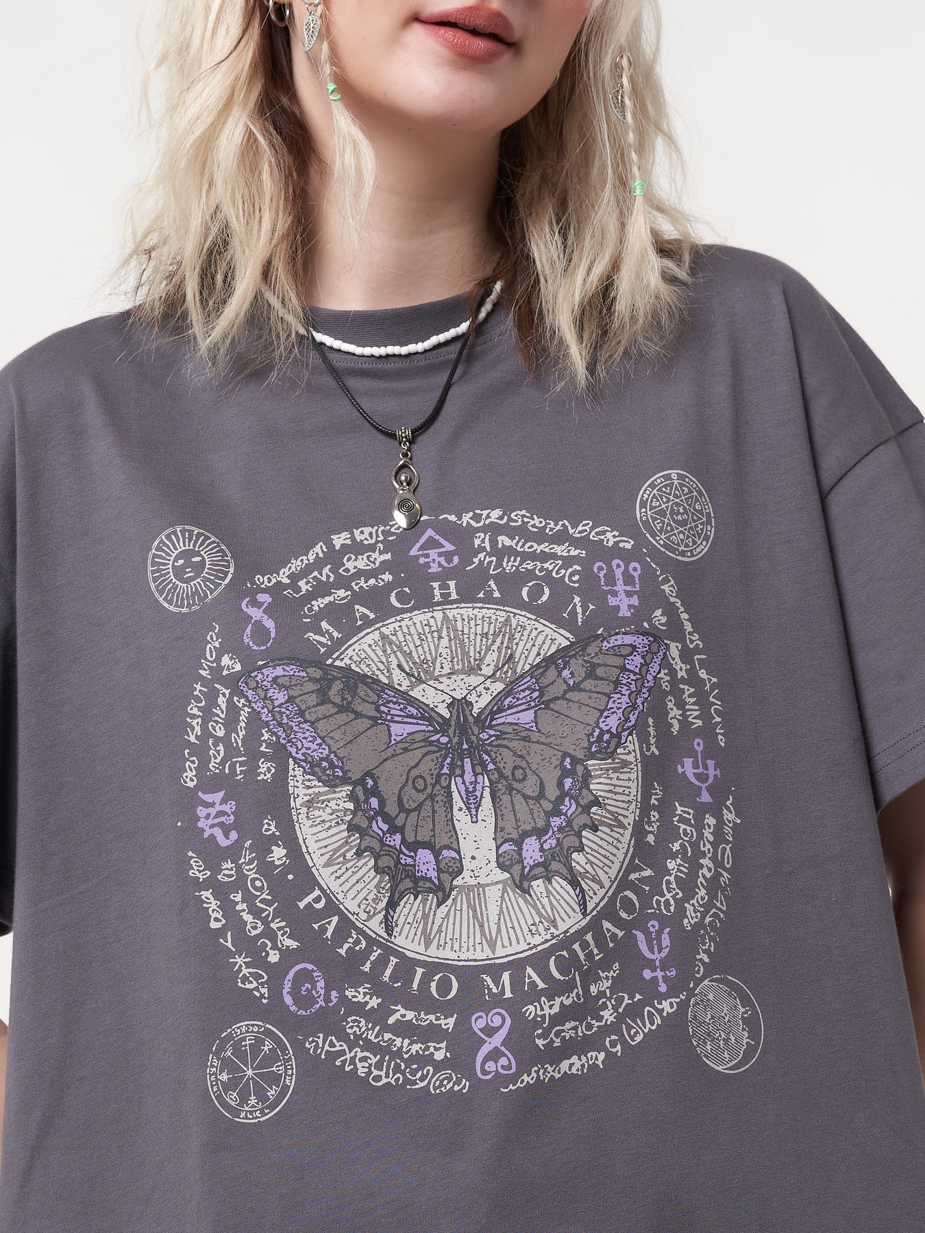 Minga London Ancient Butterfly Charcoal Grey T-shirt *WOMEN Graphic Tees