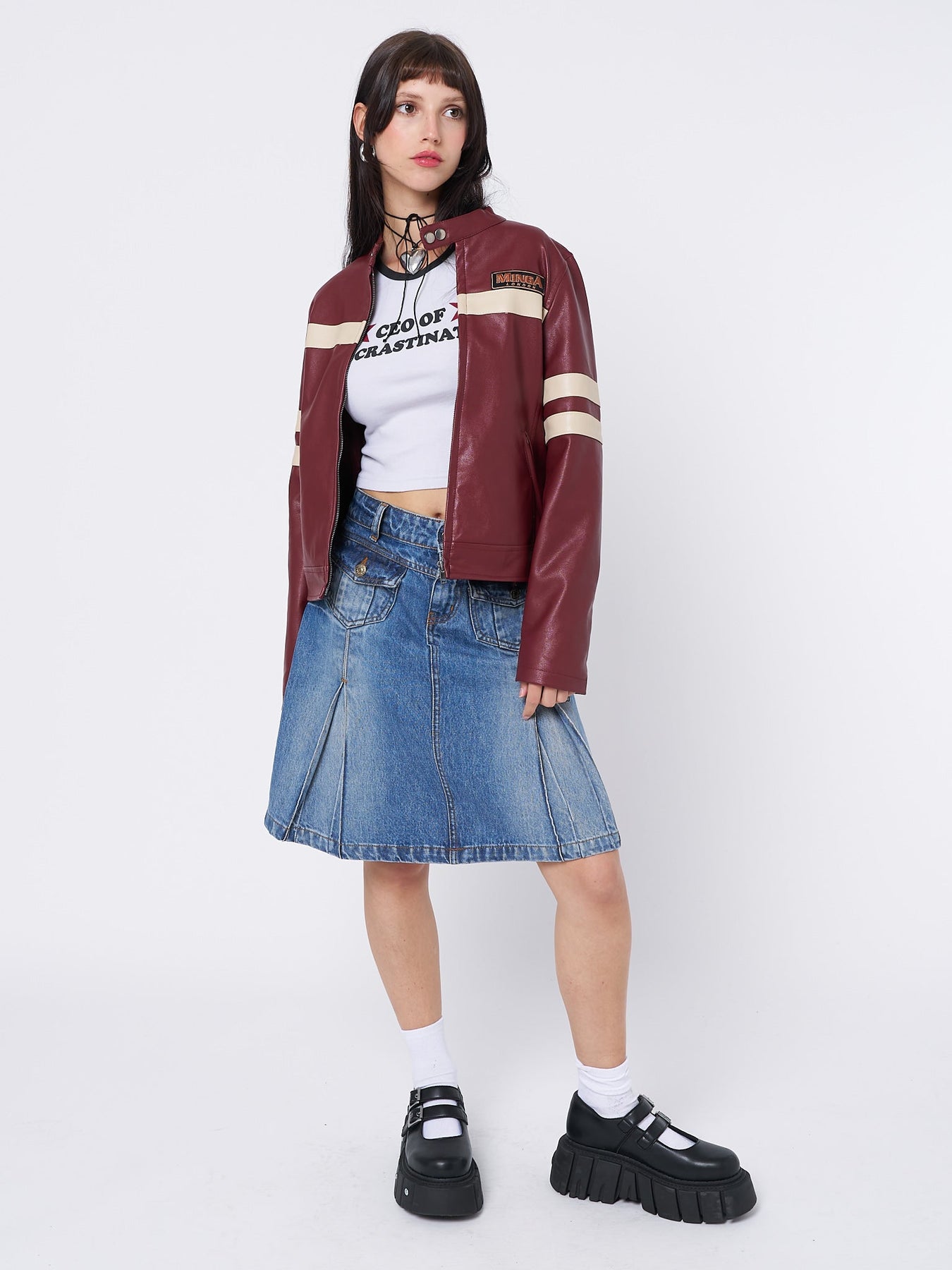 Minga London Astrid Denim Pleated Midi Skirt *WOMEN Skirts