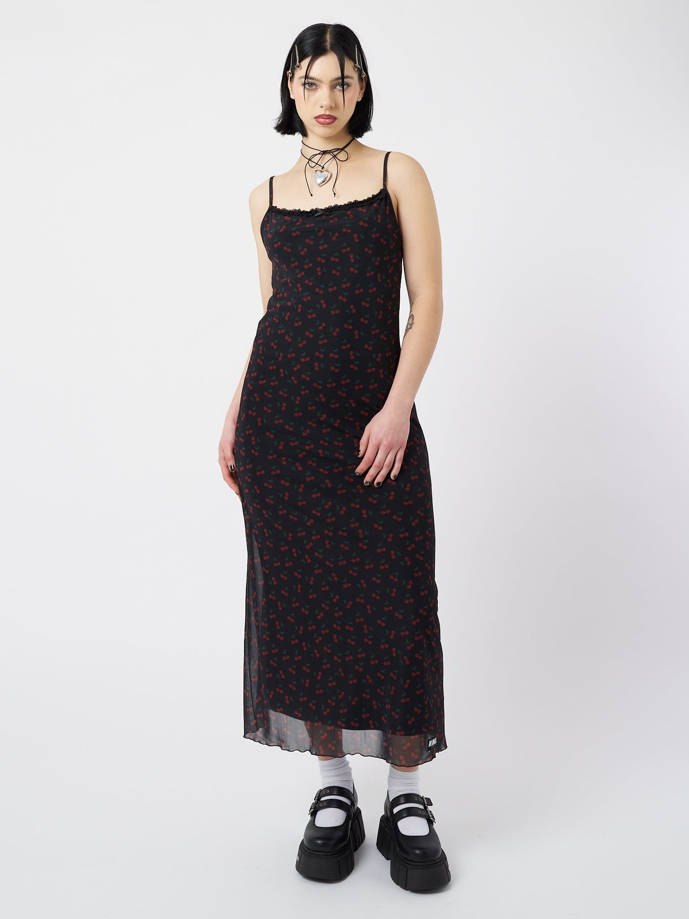 Minga London Cherry Cola Mesh Maxi Dress Black*WOMEN Maxi Dresses