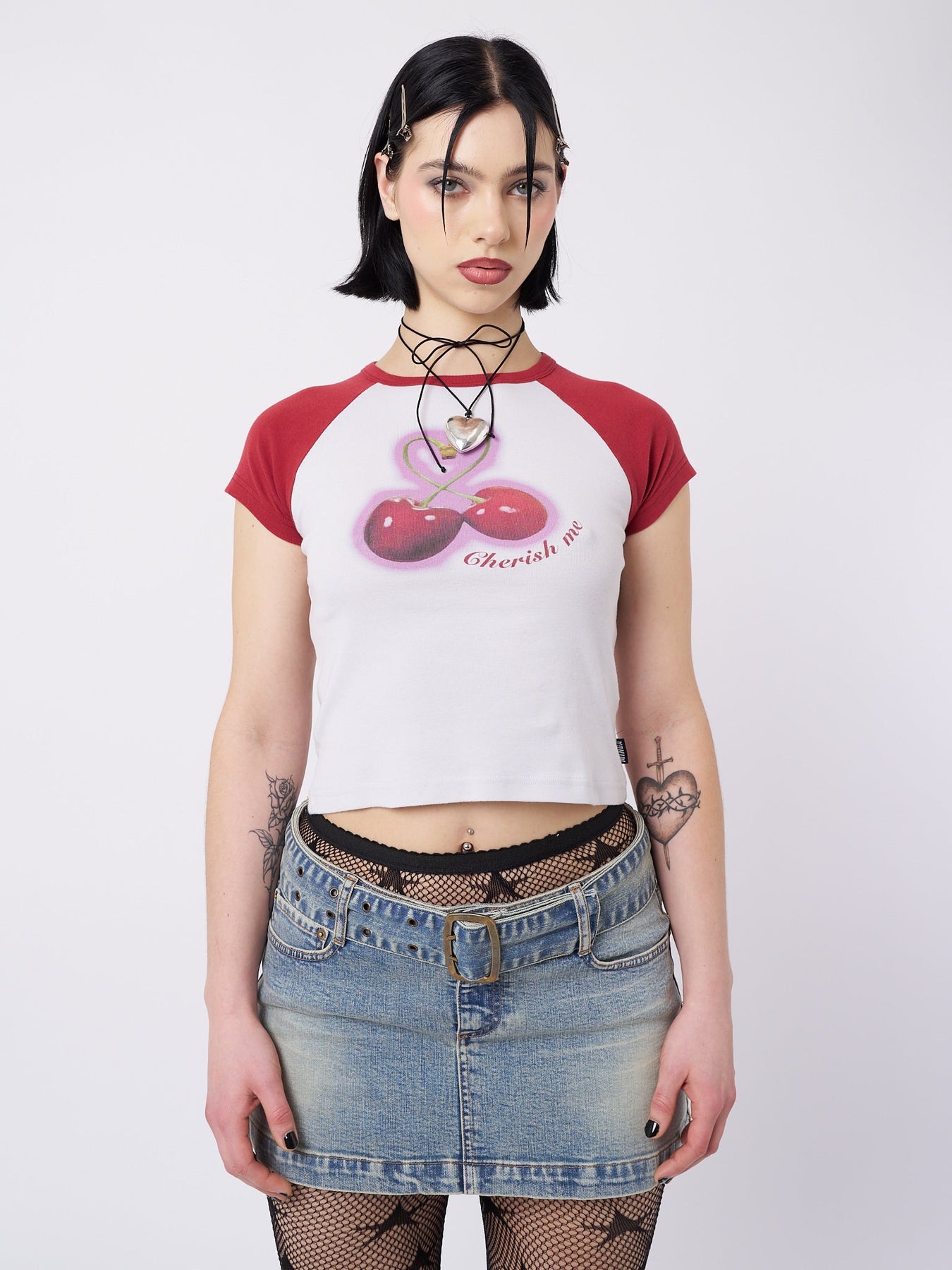 Minga London Cherry Pop! Raglan Baby Tee *WOMEN Graphic Tees