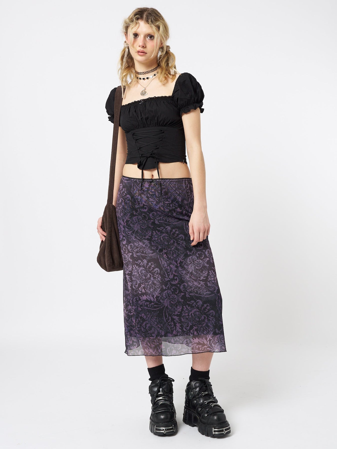 Minga London Dark Renaissance Midi Mesh Skirt Purple*WOMEN Skirts