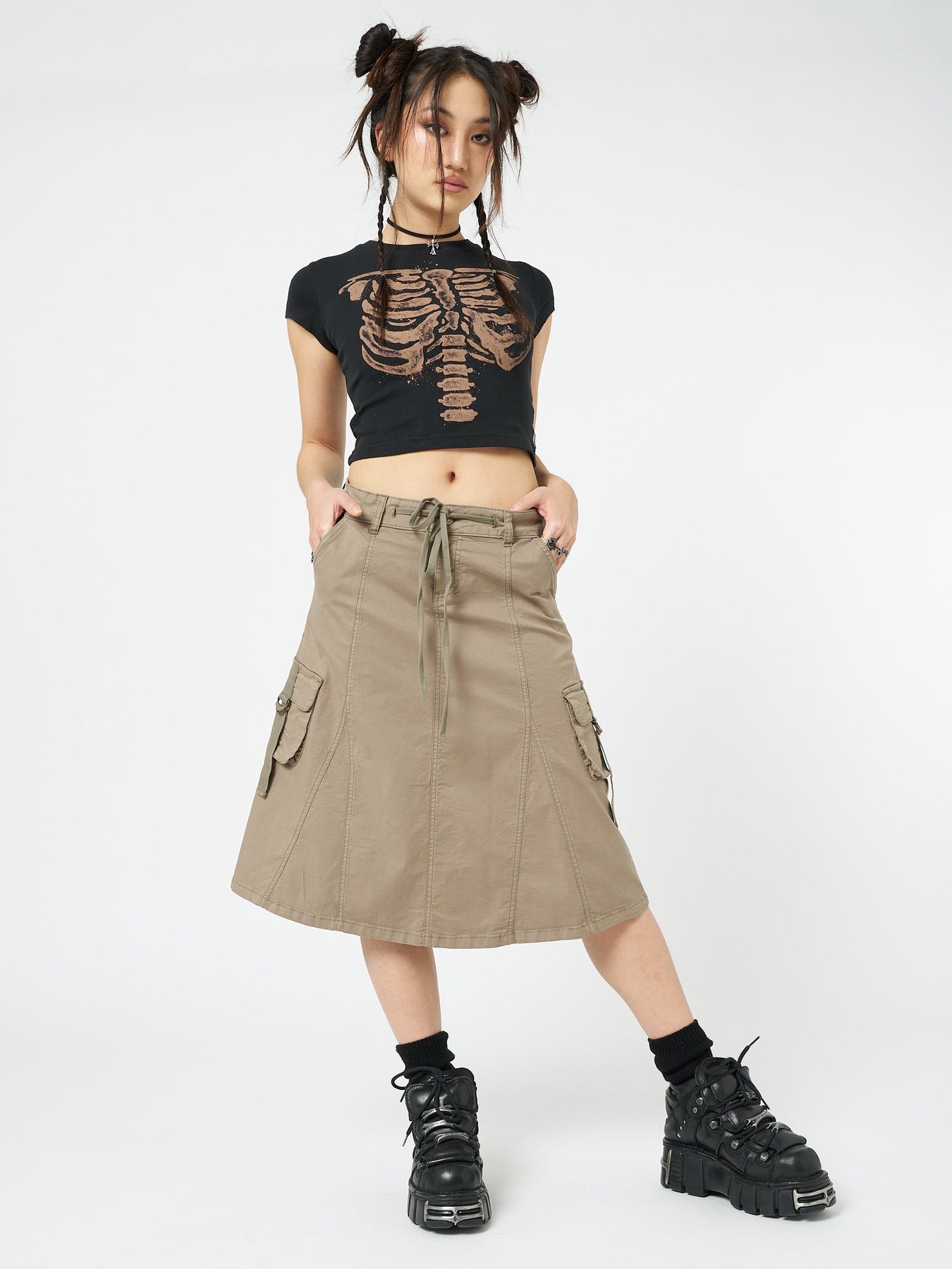 Minga London Fae Cargo Midi Skirt Brown*WOMEN Cargo