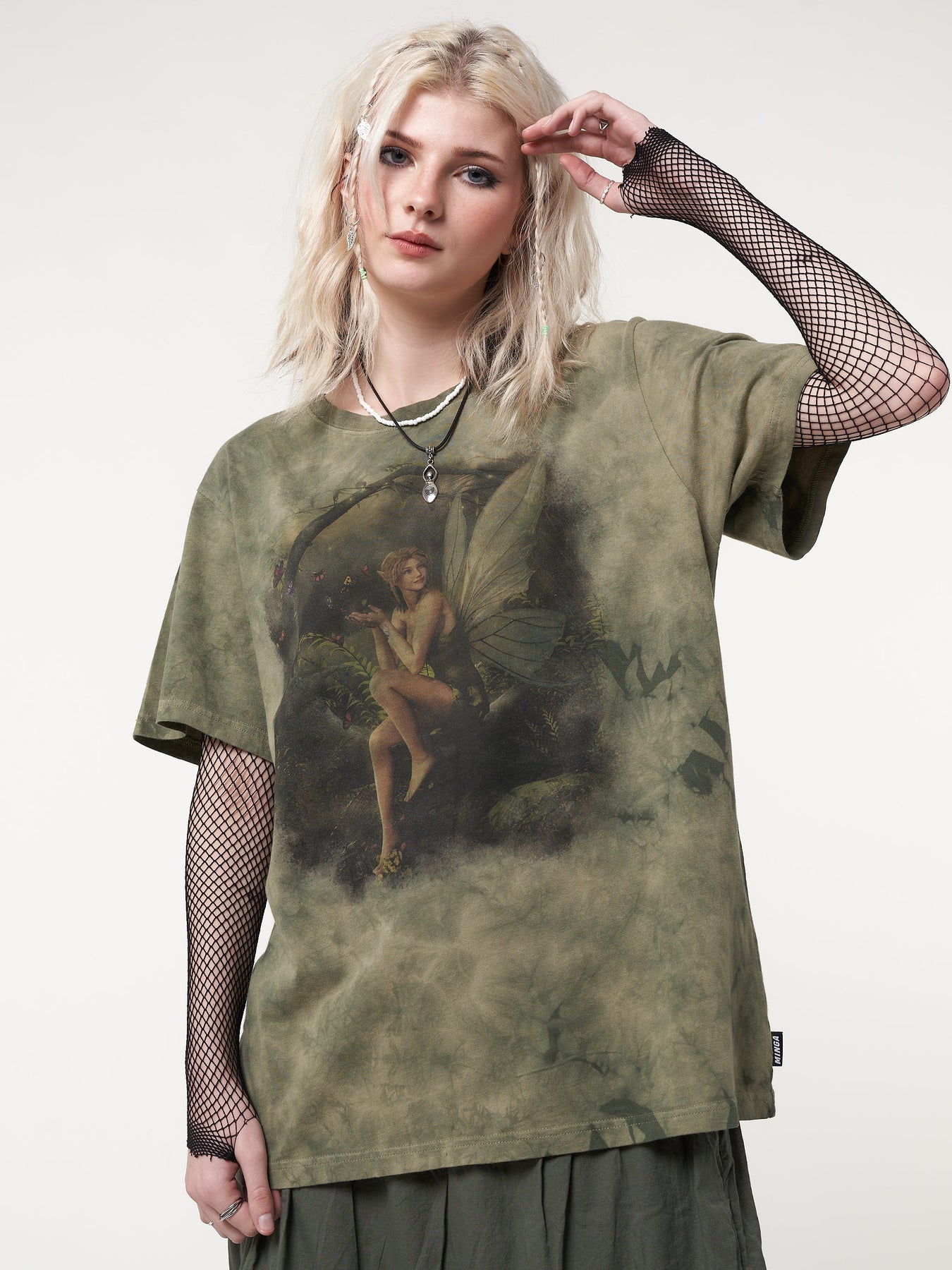 Minga London Forest Fairy Tie Dye T-shirt Green*WOMEN Graphic Tees