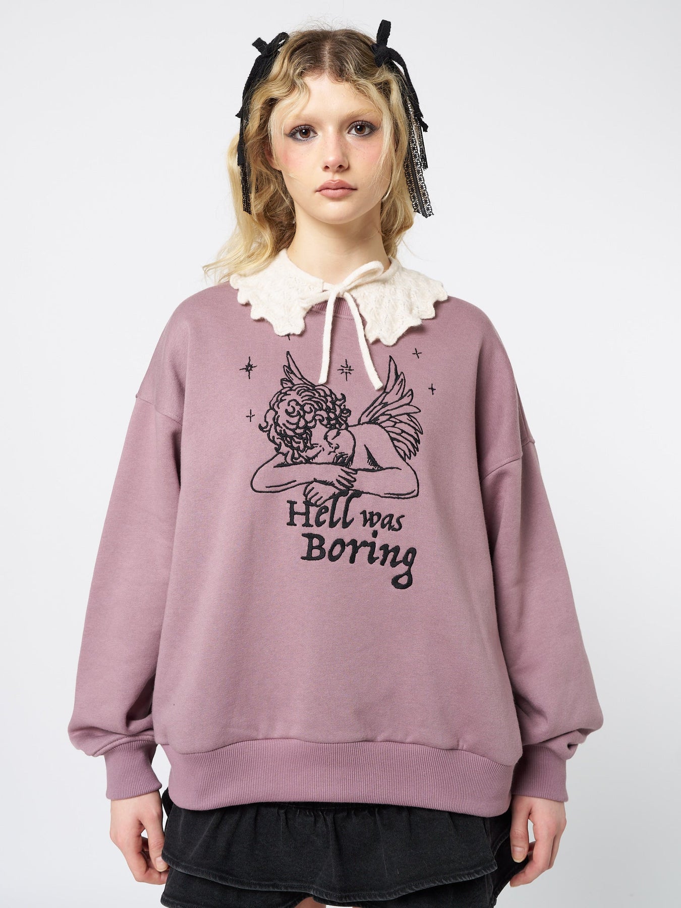 Minga London Hell Was Boring Graphic Oversized Sweater Mauve*WOMEN Sweatshirts