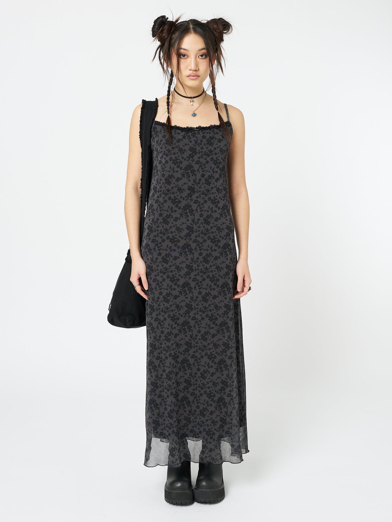 Minga London Hydra Floral Print Maxi Dress Grey*WOMEN Maxi Dresses