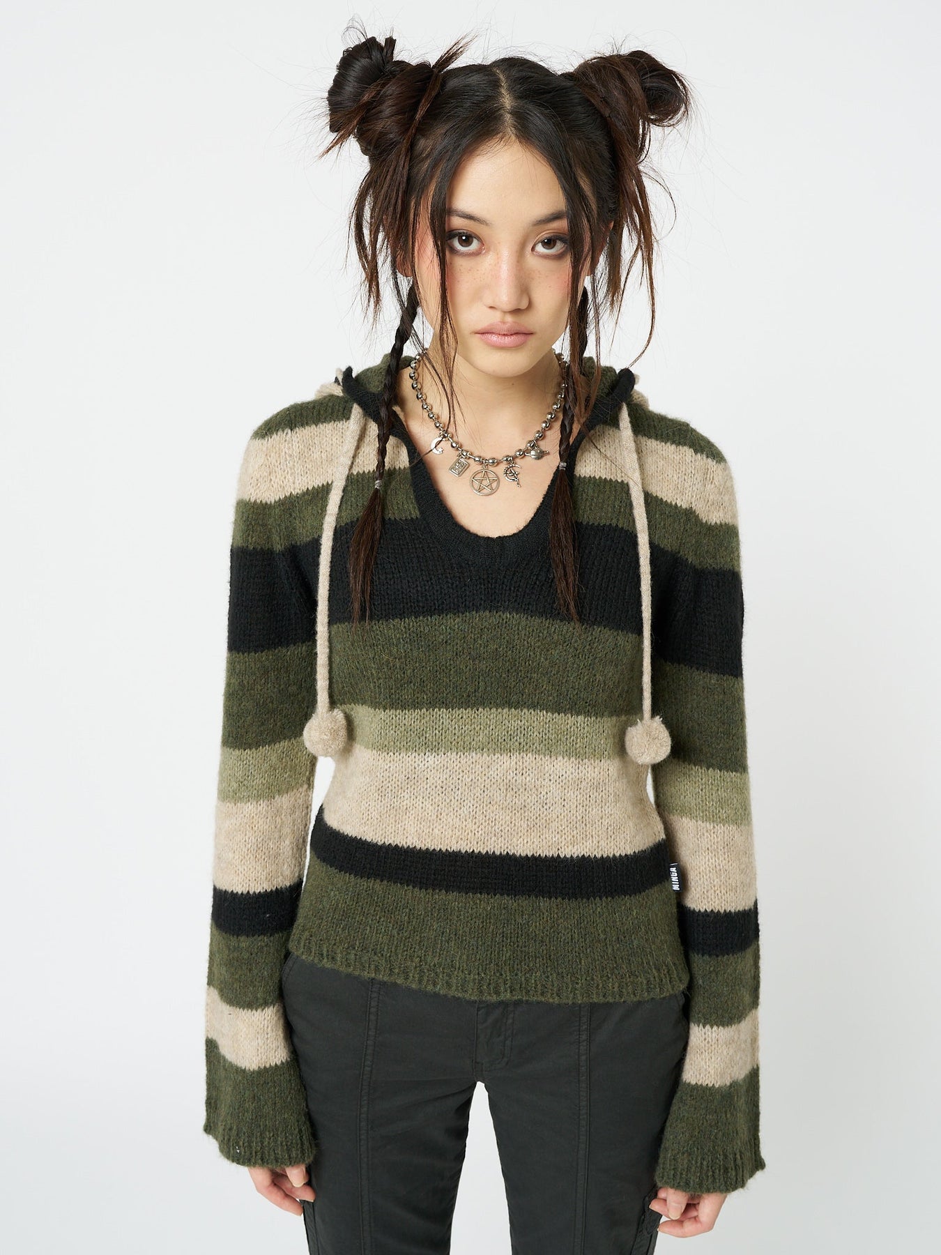 Minga London Moss Stripes Knitted Hoodie Multi*WOMEN Hoodies