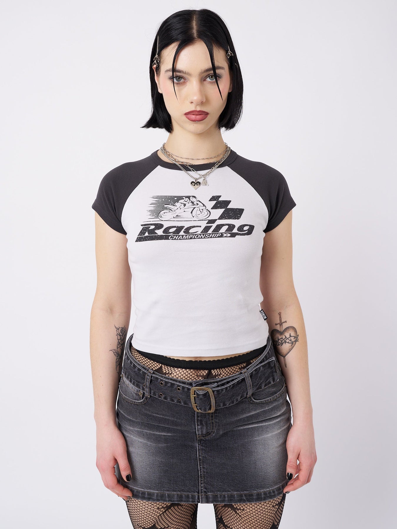 Minga London Motor Racing Raglan Baby Tee *WOMEN Graphic Tees