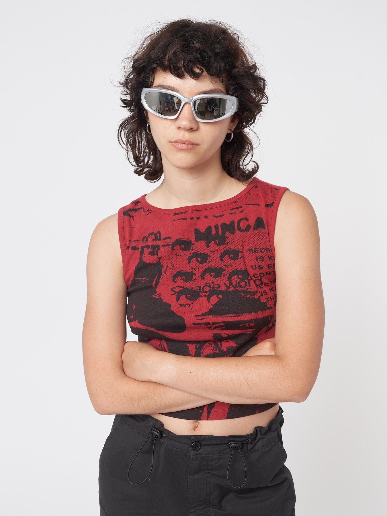 Minga London Power Graphic Vest Top Red*WOMEN Crop Tops