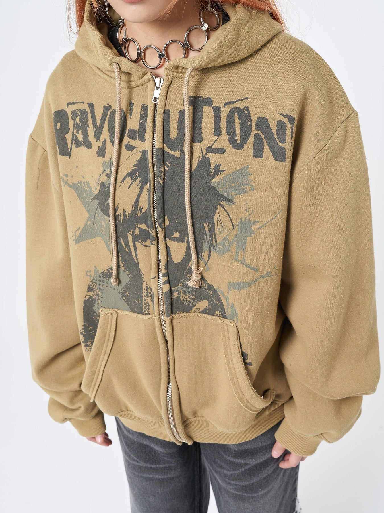 Minga London Revolution Zip Up Hoodie Honey*WOMEN Hoodies