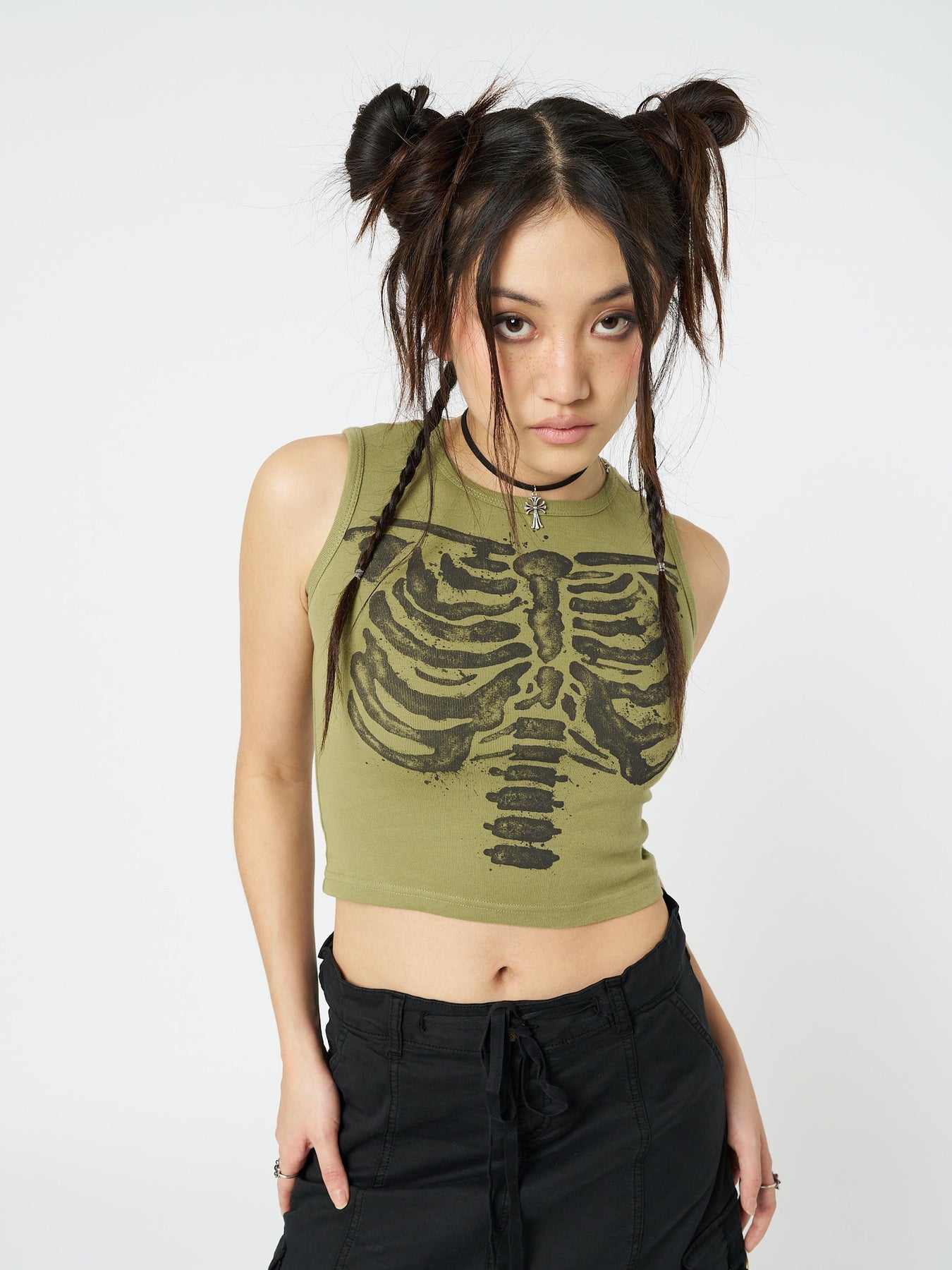 Minga London Skeleton Green Graphic Print Vest Top *WOMEN Tank Tops