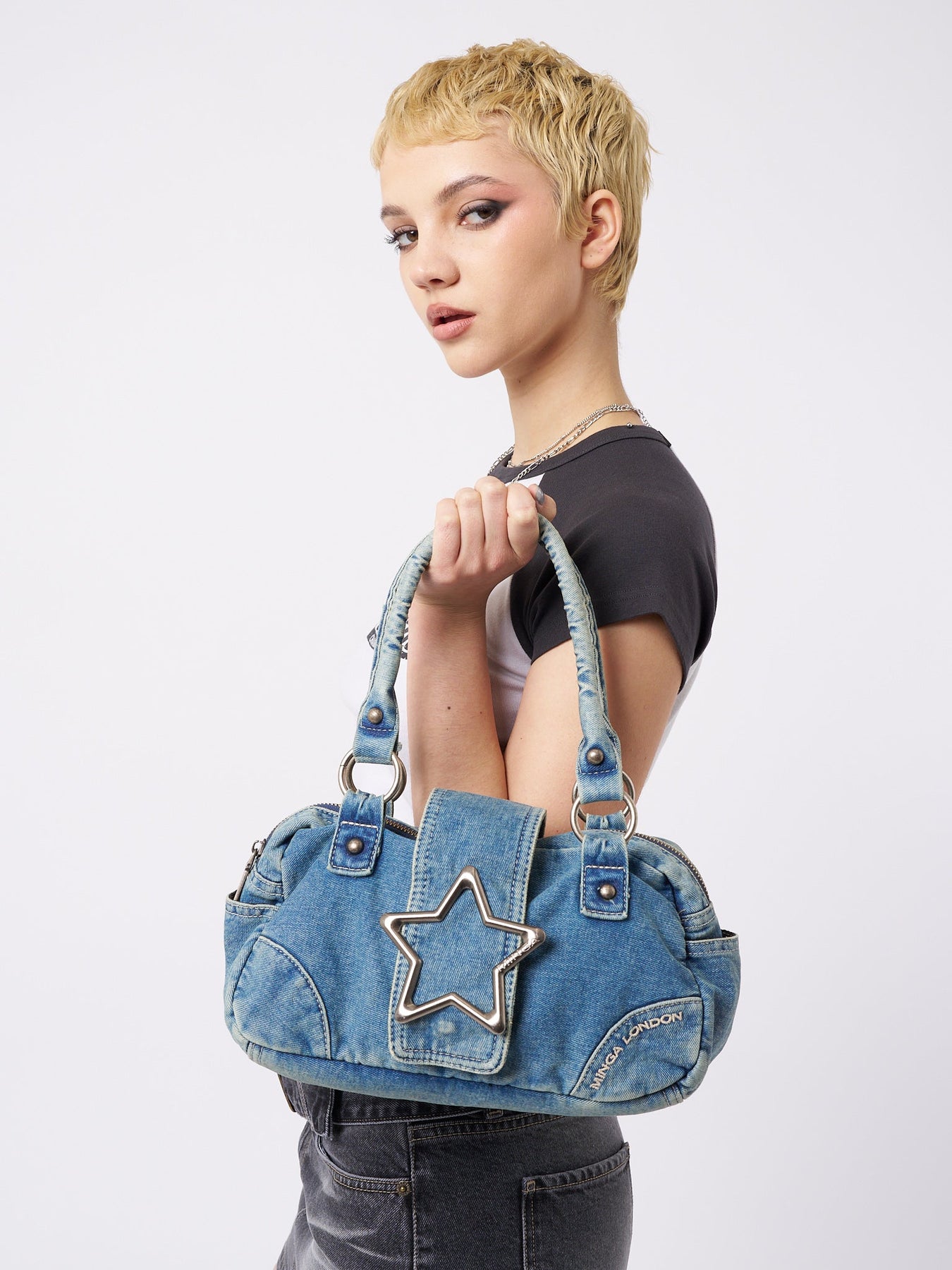 Minga London Star Girl Denim Y2k Handbag Blue*WOMEN Accessories